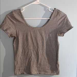 Black and white striped crop top